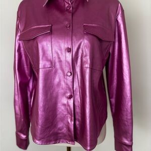 AKIRA Shimmering Pink faux leatherShirt
